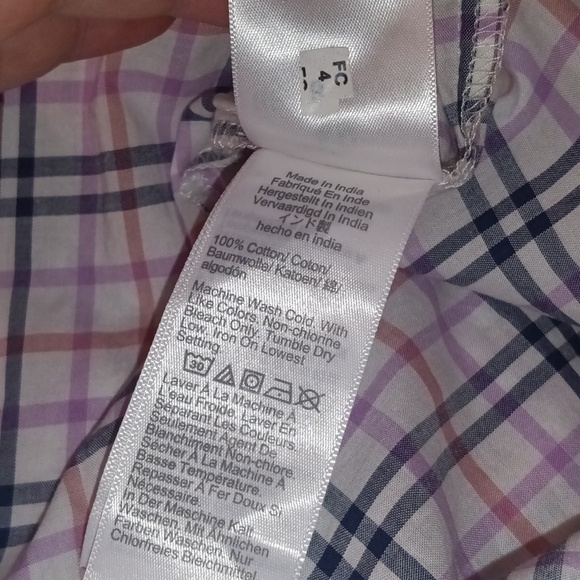 🆕J.CREW Plaid Ruffle Trim Peasant Top Blouse Ivory Pink Blue Eyelet Size Large - Picture 8 of 9